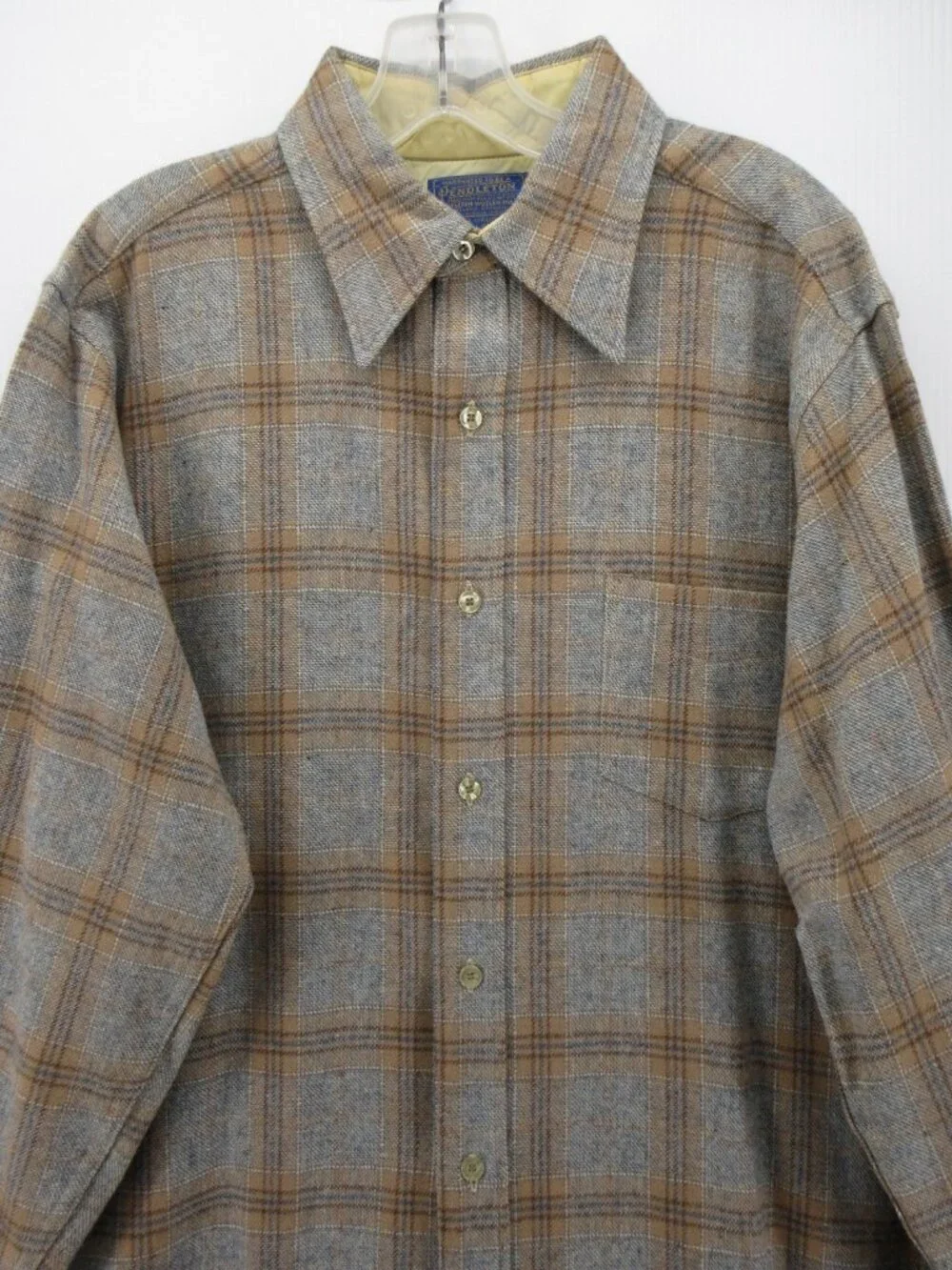 VINTAGE Pendleton Shirt Large Virgin Wool Plaid 70s 80s Heritage USA